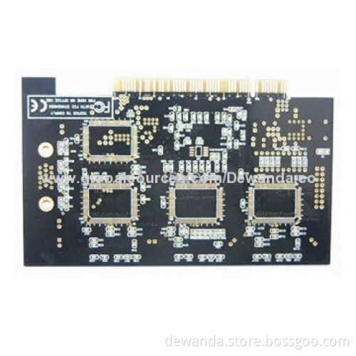 Gold finger PCB with black solder mask and white silk screen